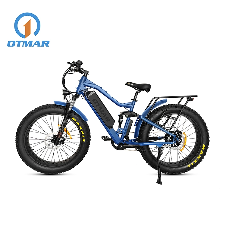 Bicicleta elétrica de montanha com suspensão total de 26 polegadas e pneu largo 26*4.8, bicicleta off-road com motor traseiro de 1000W, grande potência, pneu de neve. Certificado CE.
