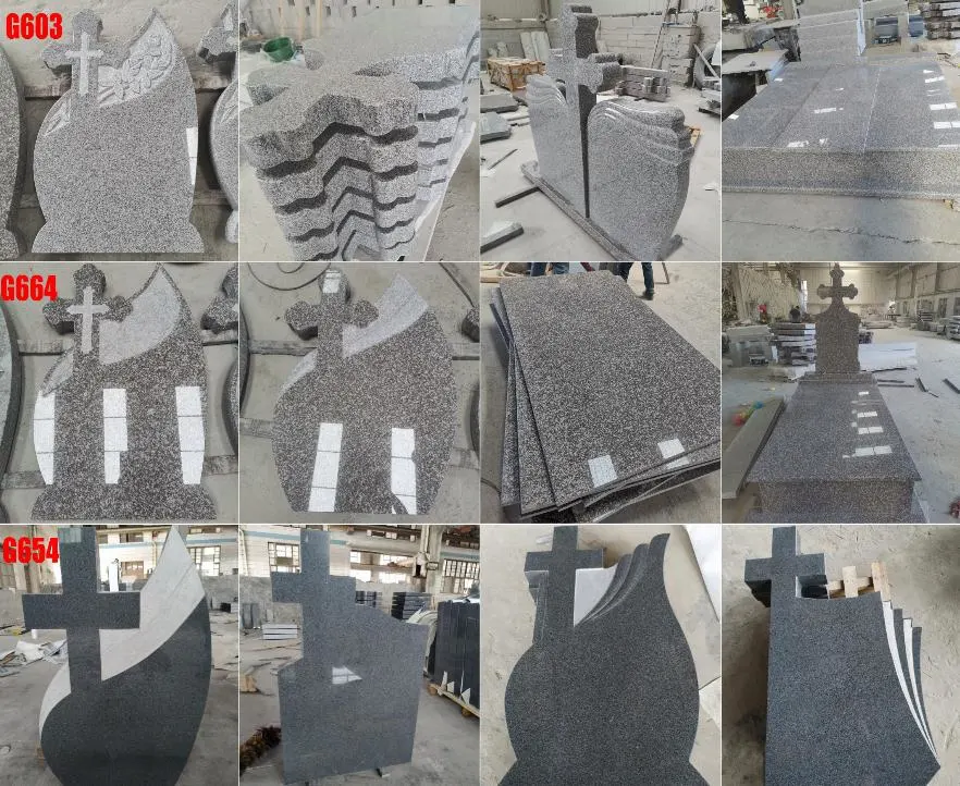 Romanian Style G664/G654/G603 Granite Stone Tombstone Customized Headstone Designs Beautiful Gravestone