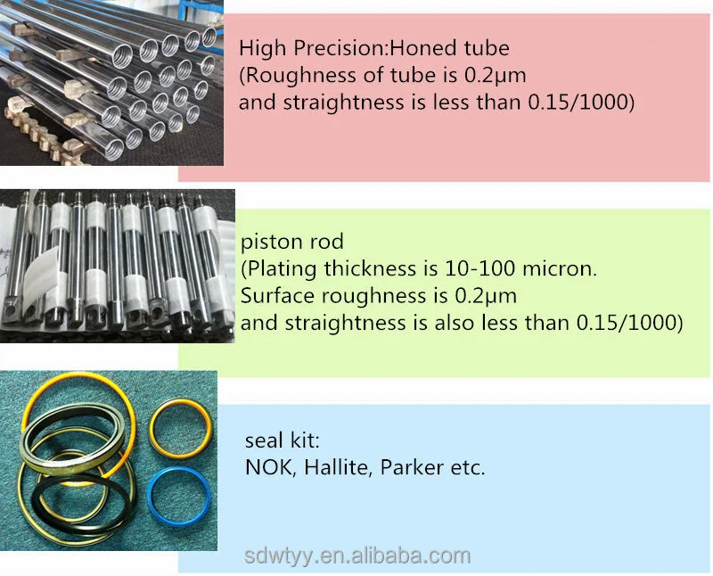 Honed Precision Finished Steel Tube Ductile Iron Gland Threaded Female Clevis Rod End Top Quality Seals Truck Hydraulic Cylinder