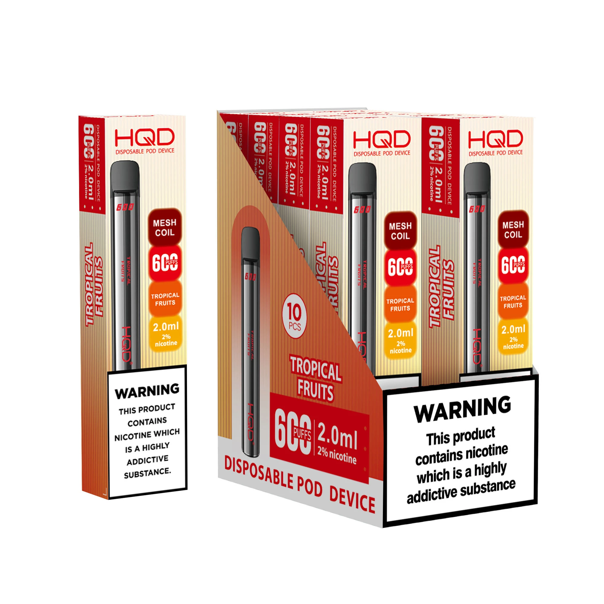 Hqd 600 Puffs Disposable/Chargeable Vape Device Super 600 with Tropical Fruits Flavors