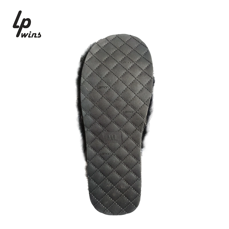 Haut Grade de l'automne et hiver Pantoufles Chaussures de fourrure de lapin de diapositives de la fourrure d'accueil pour les femmes acceptent de tissu Logo personnalisé