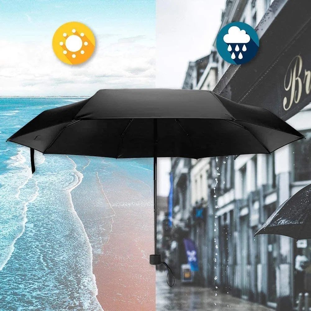 Made From 100% Polyester Fabric Heat Sublimation Printed Custom Anti Sun UV Foldable Travel Compact Umbrella