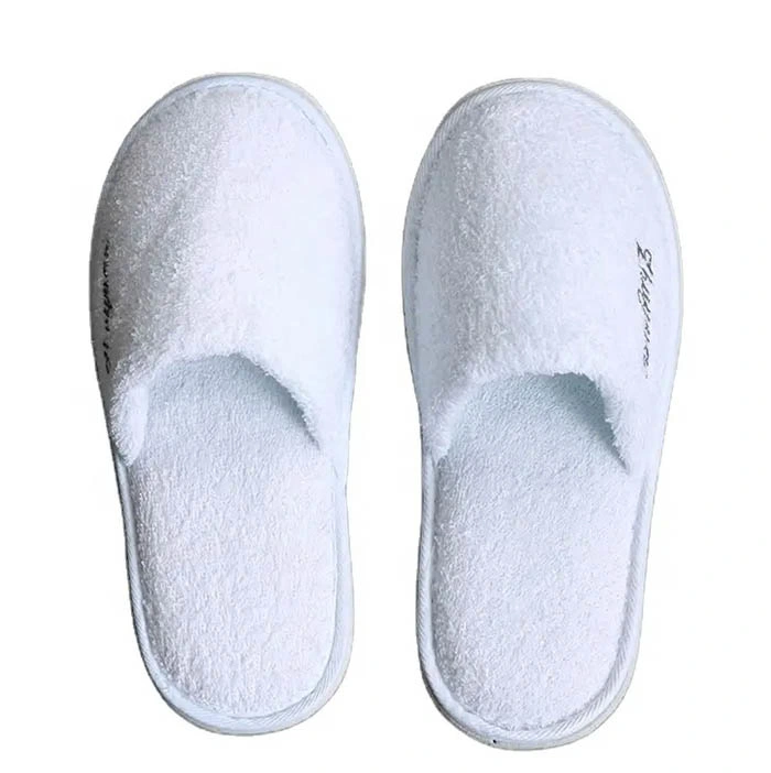 Custom SPA Guest Comfortable White Open Toe Four Season Bathroom Soft Slippers for Hotel Disposable Disposable Slippers Hotel Room Disposable Slippers