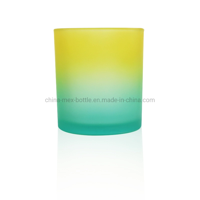 300ml Empty Scented Candle Cup Colorful Frosted Glass Candle Jar with Lid