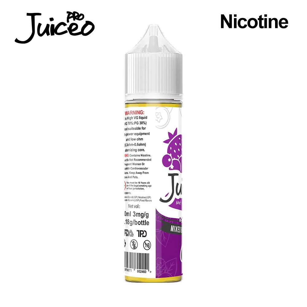 Juiceo PRO Mixed Berry Orange Nicotine Salt E-Liquid, 7: 3, 3mg, 60ml, Fruit Flavored E-Juice for Vaping, OEM&ODM, Delicious