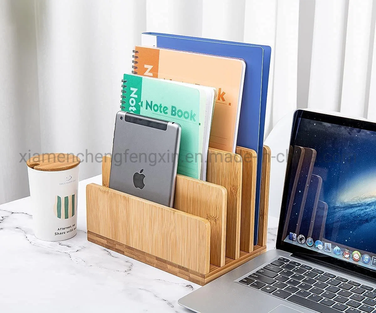 100% Bamboo Desk File Mail Organizer, Stahala 4 فتحات ملف سطح المكتب الخشب حامل فرز الملفات للمستند/Letter/المغلف/البريد/الورق/المجلد/الفاتورة/حفظ الملفات