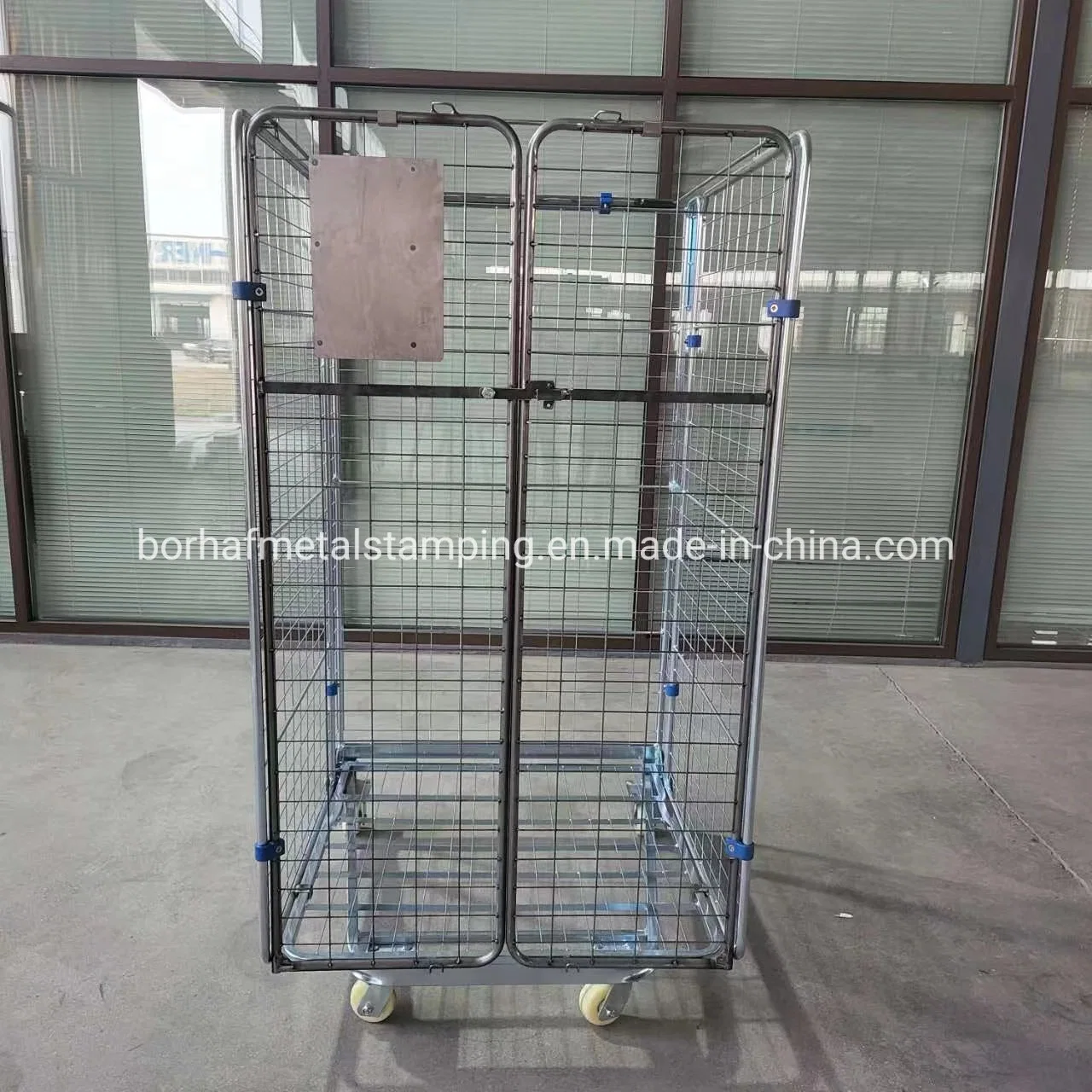 China fábrica de la jaula de almacenamiento de palets de Laminación Rodillos de transporte de logística de almacén contenedor carro