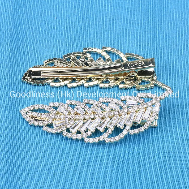 Crystal Rhinestone Leaves Duck Bill Clips Hair Pins Fashion Hair Accessories