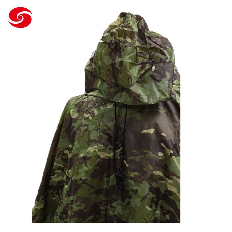 Hochwertige Militärische Regenjacke Camouflage Poncho Army Poncho Regenmantel Premium Qualität Mode Maßgeschneiderte Multifunktionale Wasserdichte Polyester