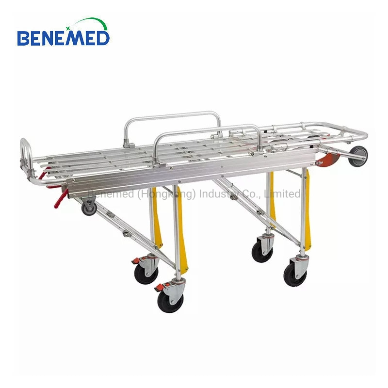 Medical Hospital Adjustable Aluminum Alloy Folding Emergency Ambulance Stretcher with IV Pole