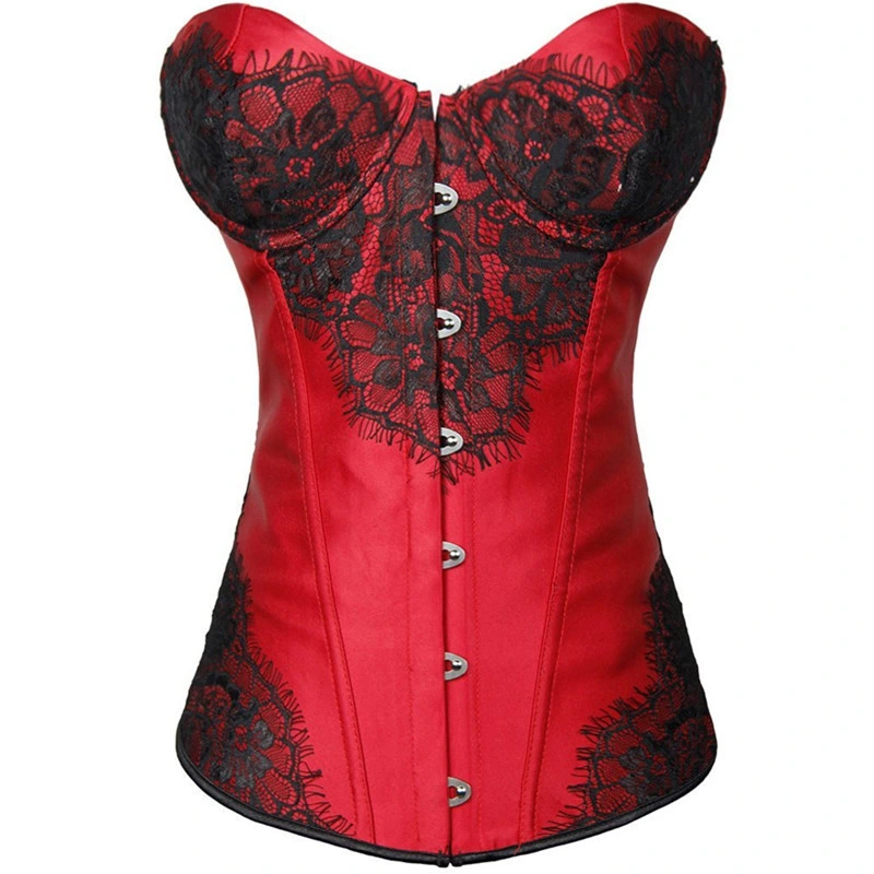 De la mujer sexy barato 14 de hueso de acero Steampunk Lingeries Sexy Corsé de cuero