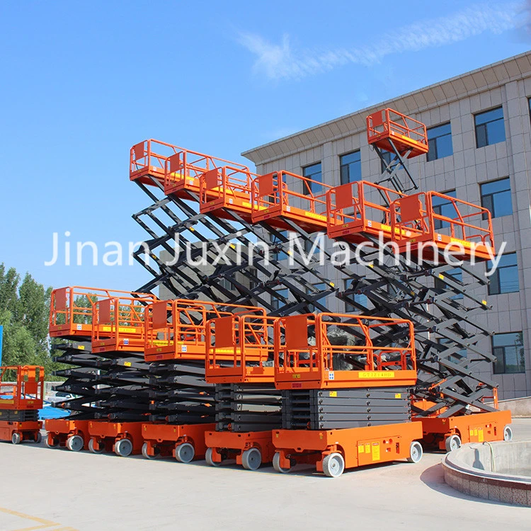 8m Height 300kg Capacity Self Auto Moving Scissor Lift Platform with Diesel Engine or Battery Operate