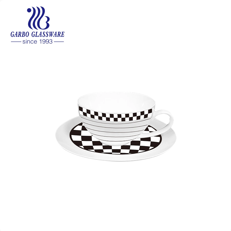 New Bone China Ceramic Tea Mug Coffee Tumbler Set with Saucer Plate Mugs and Dish Porcelain Drink Ware