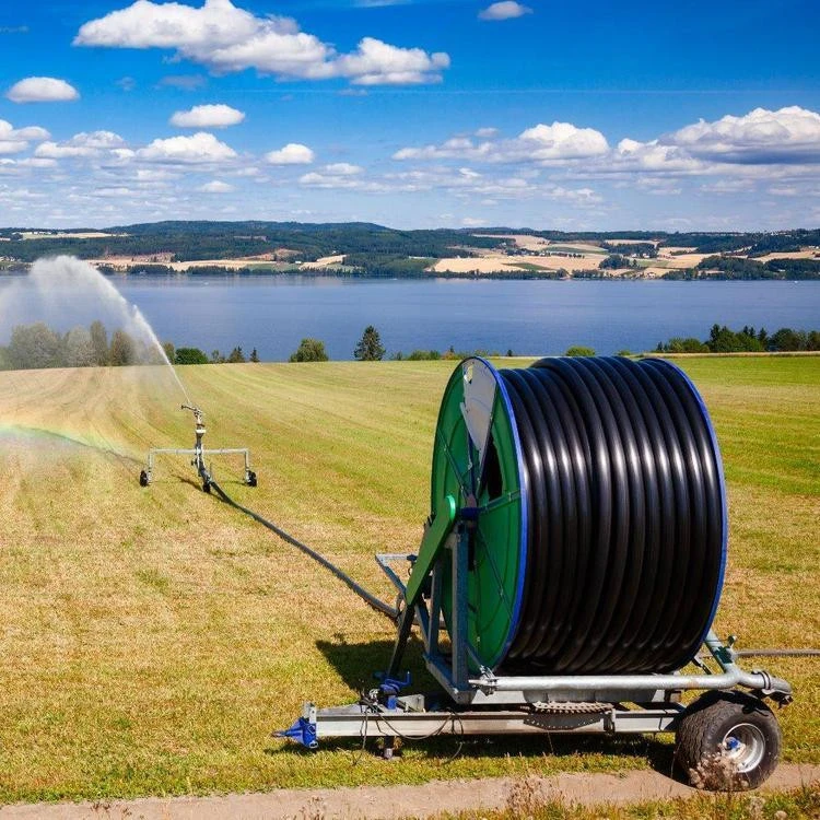 Agricultura viajar irrigación conveniente ahorro de Wate viajar Irrigator manguera dura Máquina de rociadores de riego de carrete