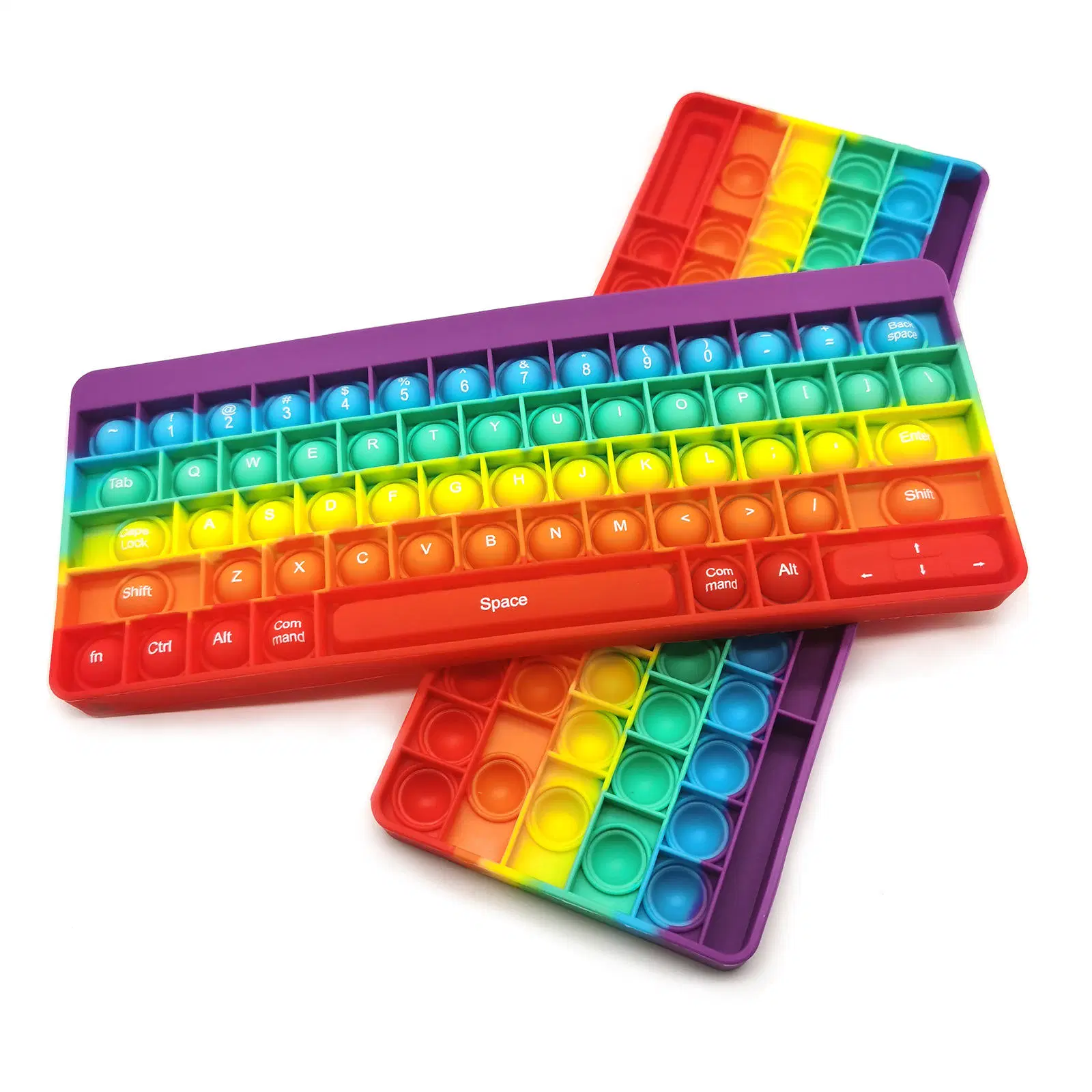 Rainbow Push Bubble Fidget Toys Multi Color Keyboard with Words Toy for Children Desktop Antistress Toys