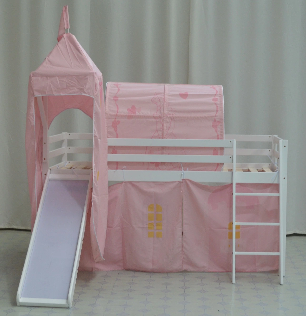 Midsleeper Cabin Bunk Bed Castle Tent Loft Bed with Slide and Slat