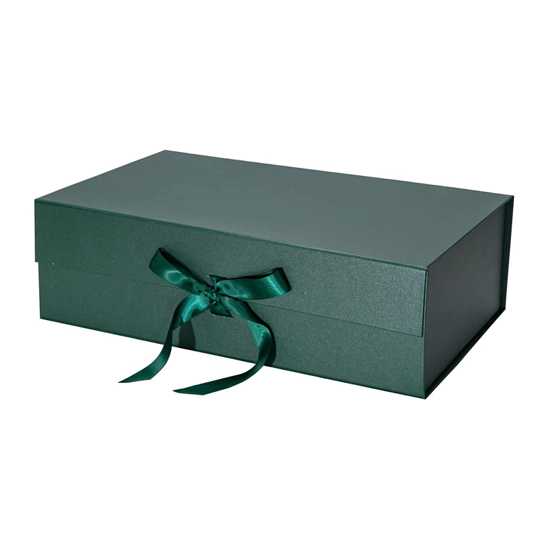 Comercio al por mayor lujo peluca de cabello Caja Verde en envases de cierre magnético de logotipo personalizado Paquete de Caja de regalo