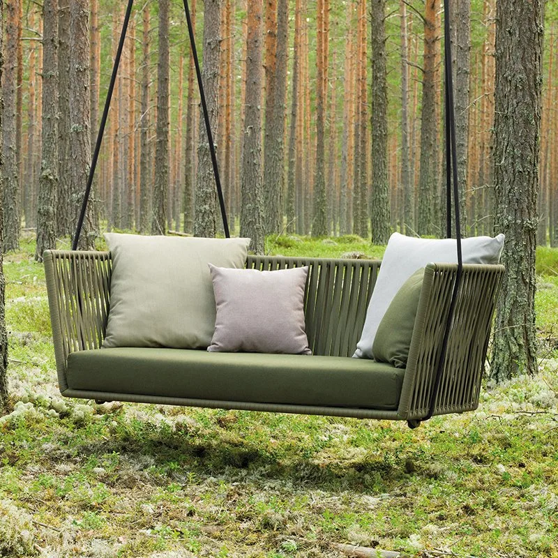 Preço barato mobiliário exterior corda tecendo cadeira de baloiço suspenso Interior Pátio com jardim