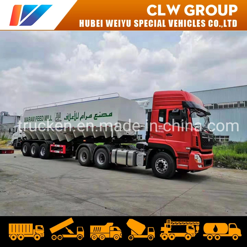 50000liters 50cbm 6 Compartments Hydraulic/ Electric Bulk Feed Trailers for Chicken Duck Goose Pig Feed Truck