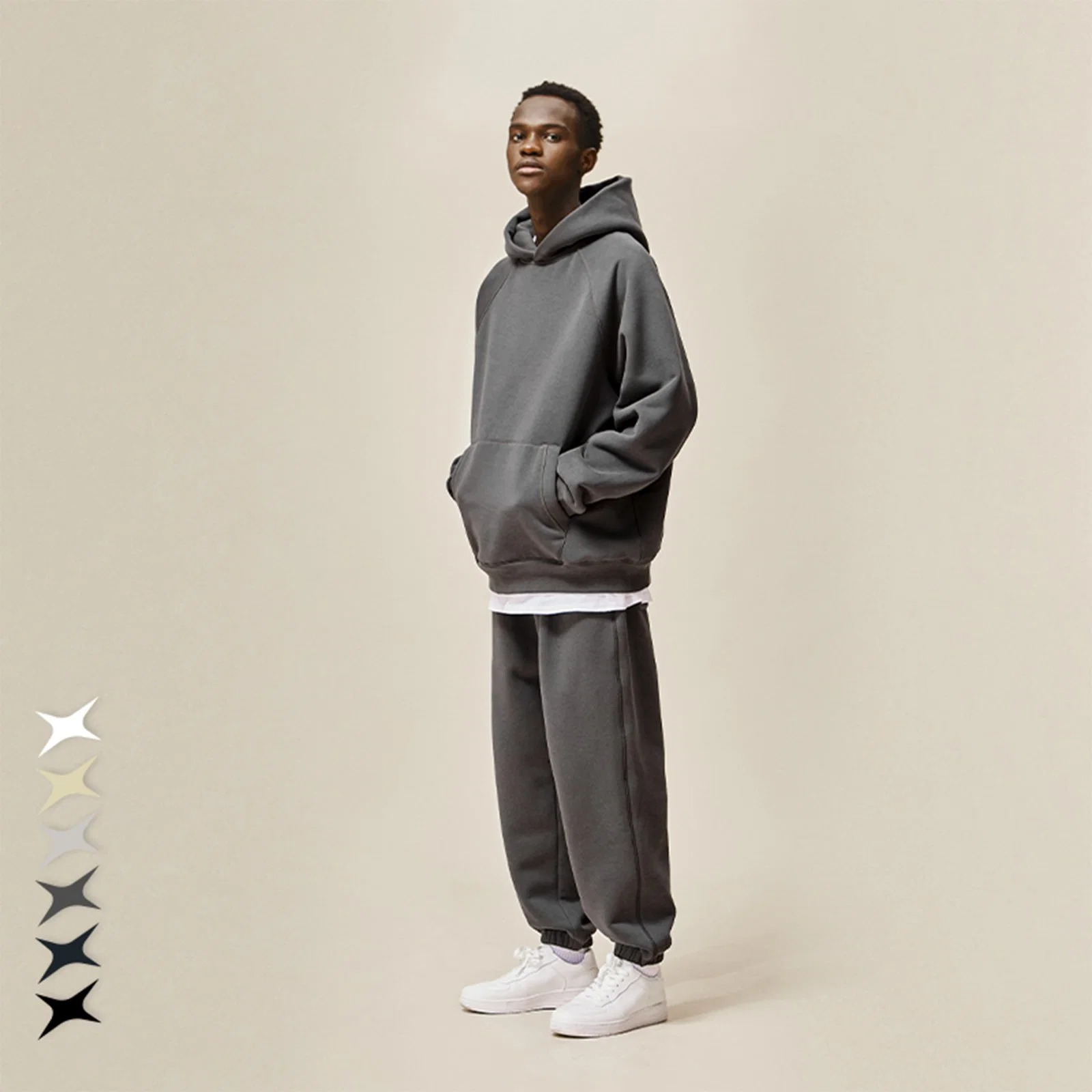 Oversized Hoodies and Jogger Set Winter Thick Polar Fleece Tracksuit Jogging Suit