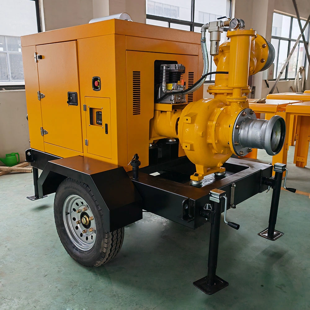 Trailer Mounted Self-Priming Trash Pump Diesel Engine with Drainage Water Pump