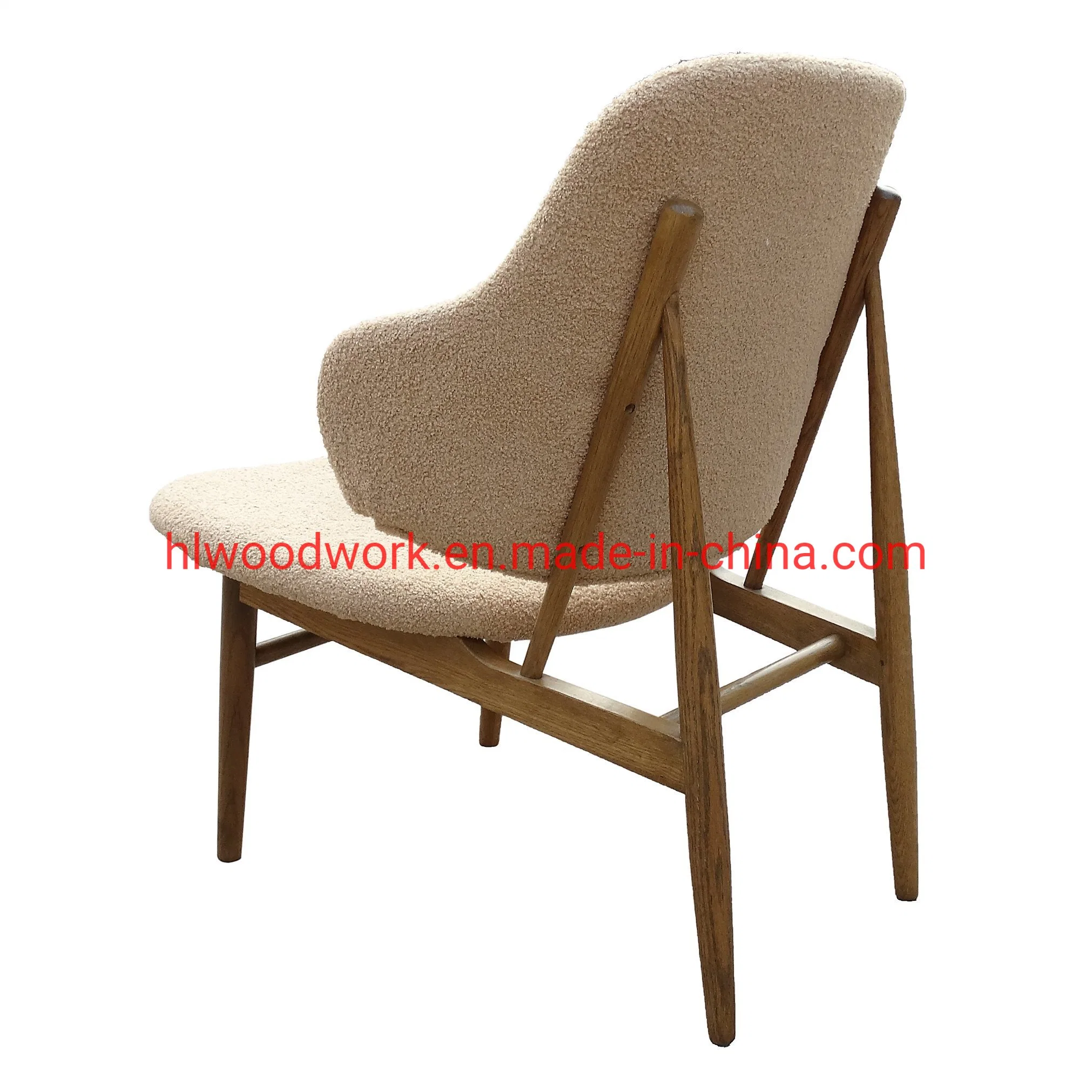 Oak Wood Frame Brown Color Beige Teddy Velvet Magnate Chair Wooden Chair Lounge Sofa Coffee Shope Armchair Living Room Resteraunt Sofa