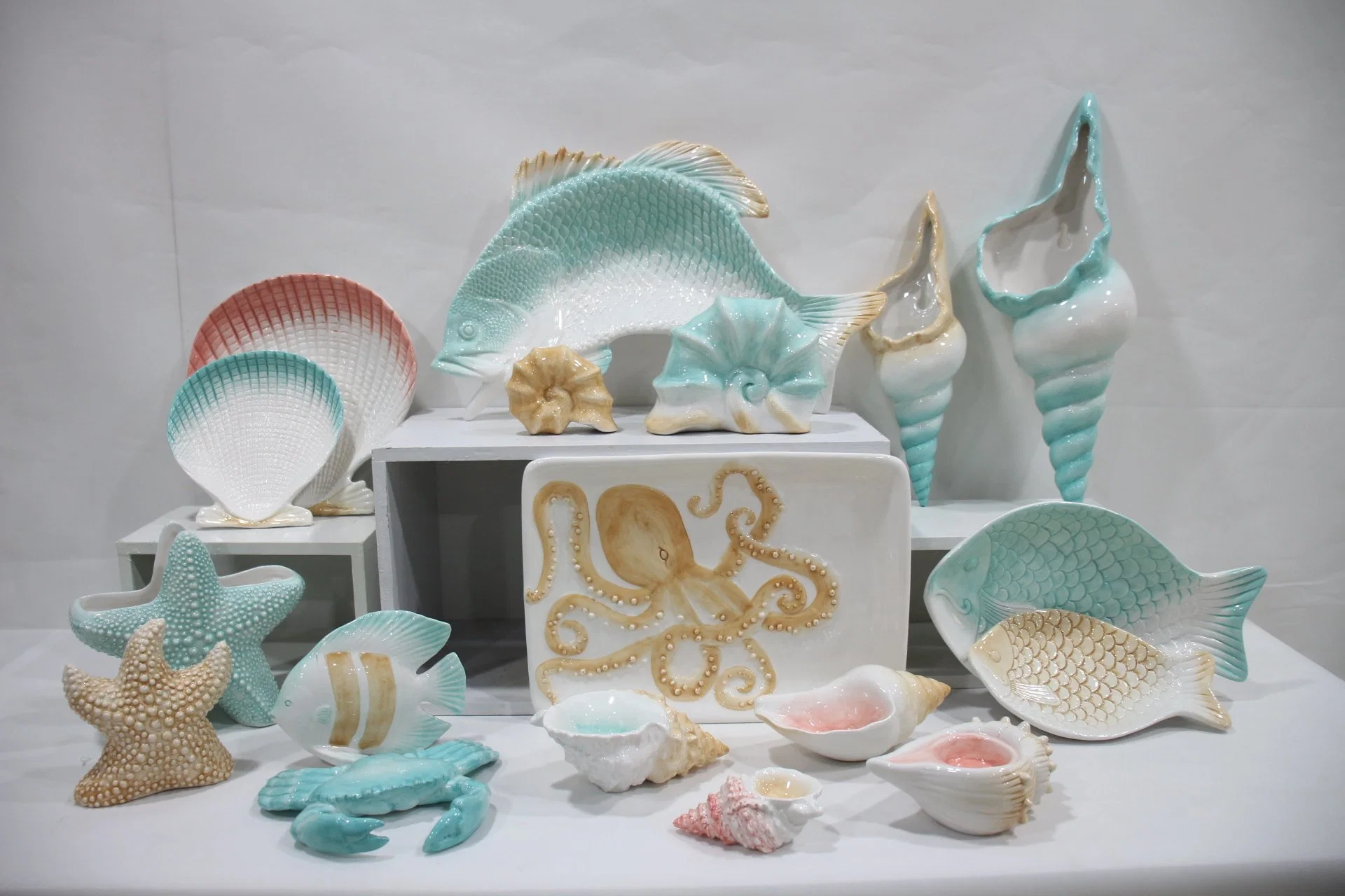 Ceramic Mermaid Coral Seahorse Table Top Indoor Ocean Home Decoration