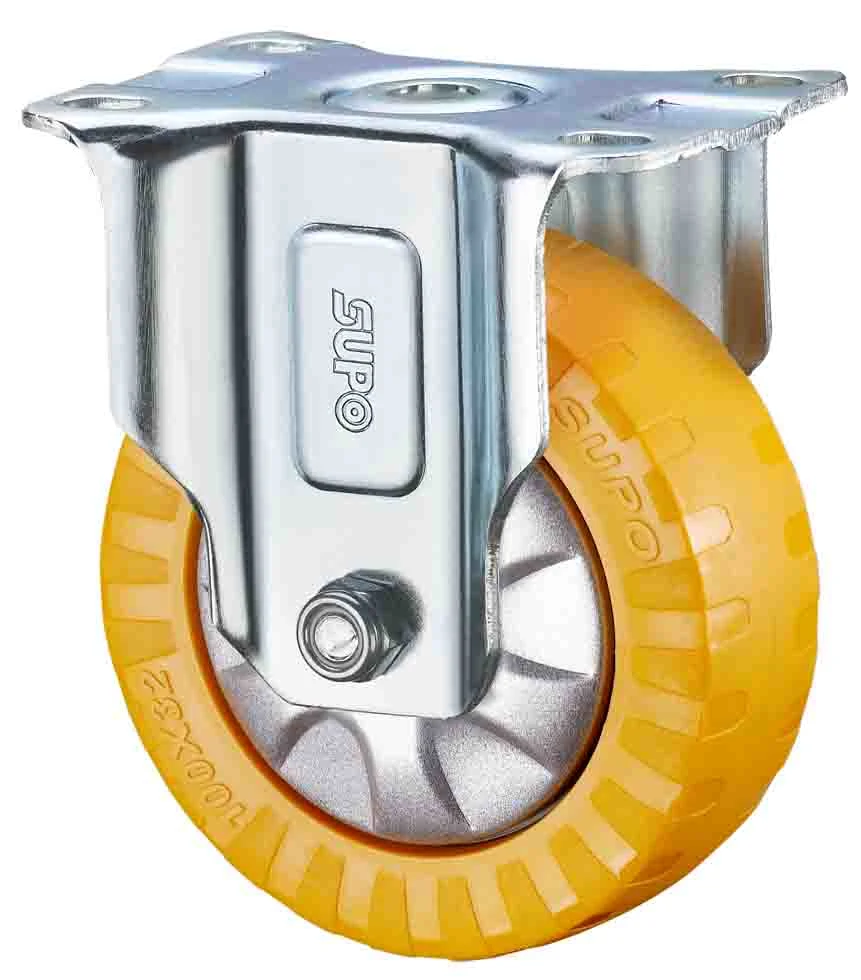 Roda fixa rígida para carrinho de carrinho com PU para carrinho industrial Caster Amortecedor de choques