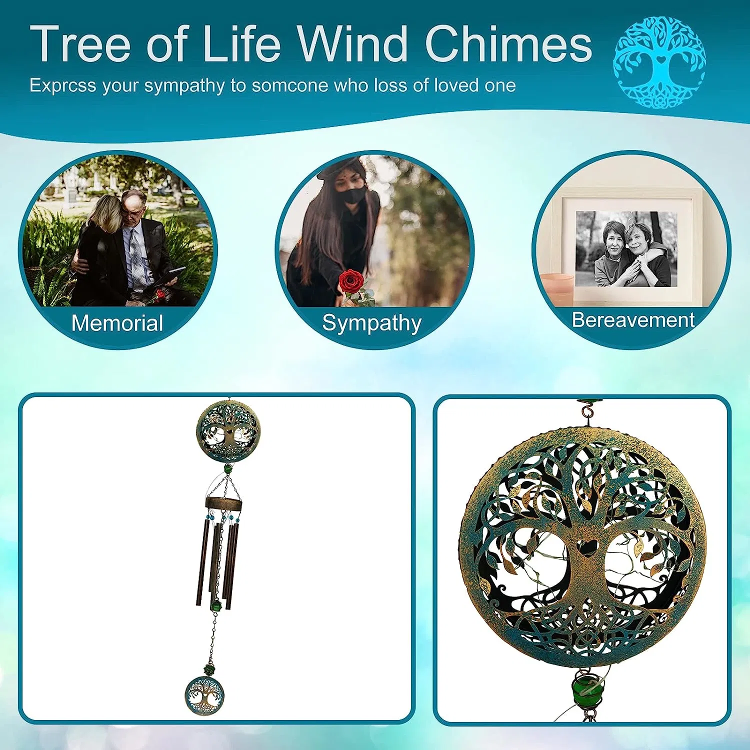 Árbol de la vida al aire libre Deep Tone Regalos únicos Memorial viento Chimes