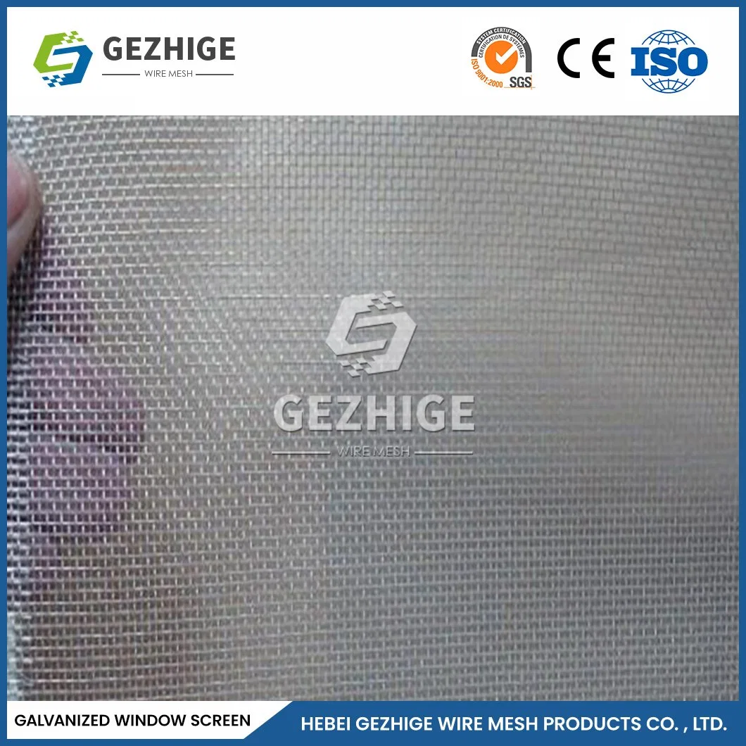 Gezhige ODM Custom abnehmbare Fenster Bildschirm Fabrik 18 X 18 Mesh Fenster Mesh China Gute Belüftung Zink Beschlagt Hardware Tuch Für Fenster