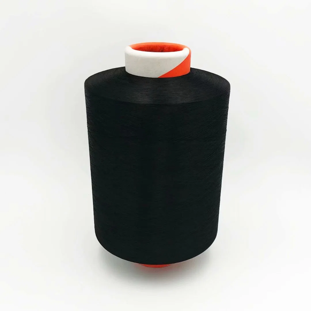 50/108 Polyester Drop Dyed Yarn with Standard Black Color