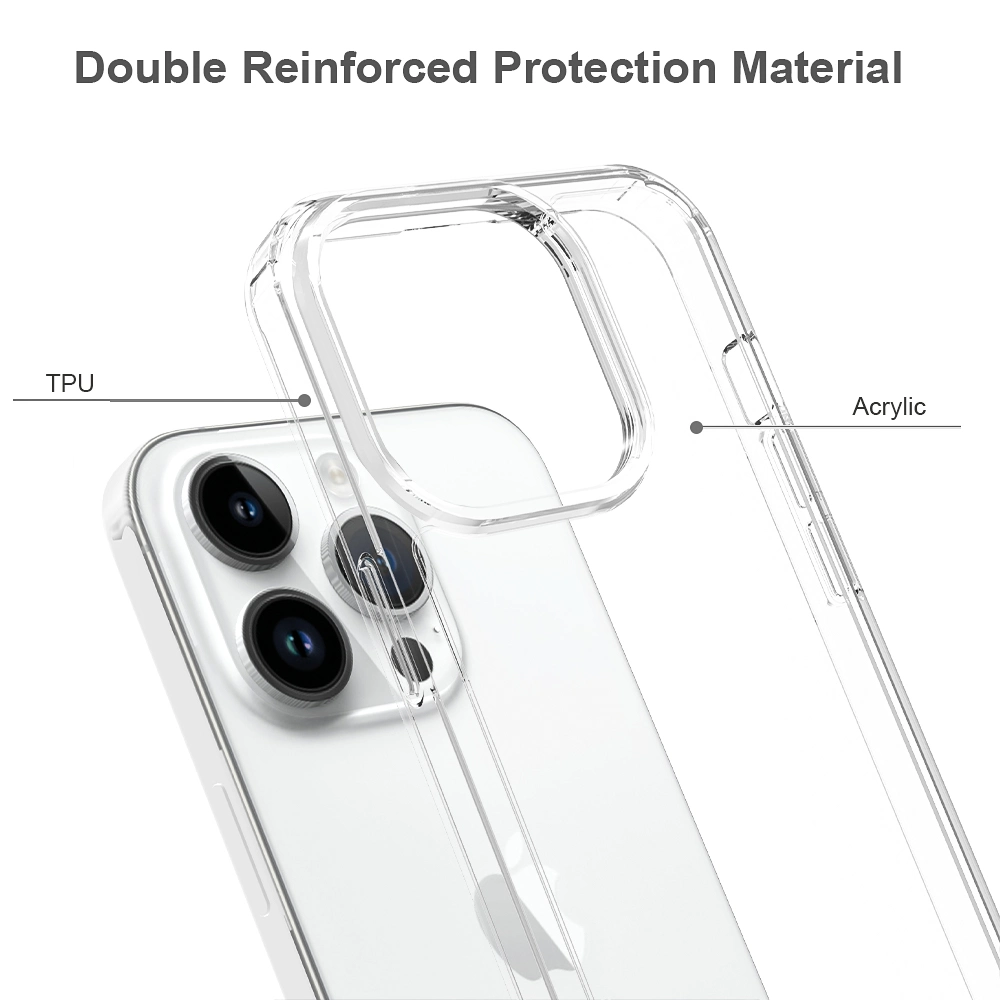 Para iPhone 15 PRO Slim-Fit Hybrid funda de teléfono Anti-Scratch Caja para teléfonos móviles acrílica+TPU transparente