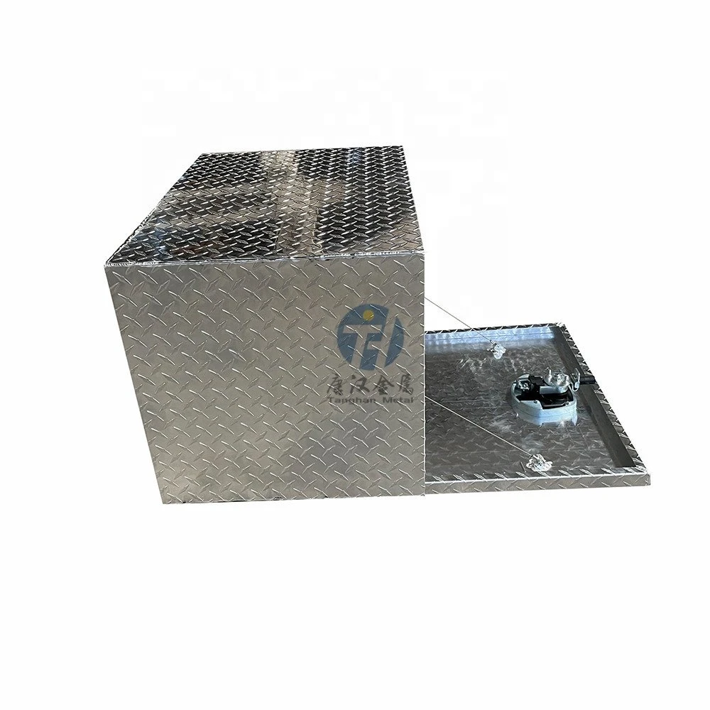 24*18*18pulgadas de ancho de vía de aluminio de diamantes de la caja de herramientas para la recogida/camión remolque bajo la carrocería de almacenamiento con bloqueo de cola de ballena/Bloqueo de mango en T