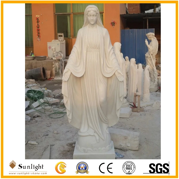 Natural Golden /White Carving Stone Marble Virgin Mary Statue for Religious Sculpture