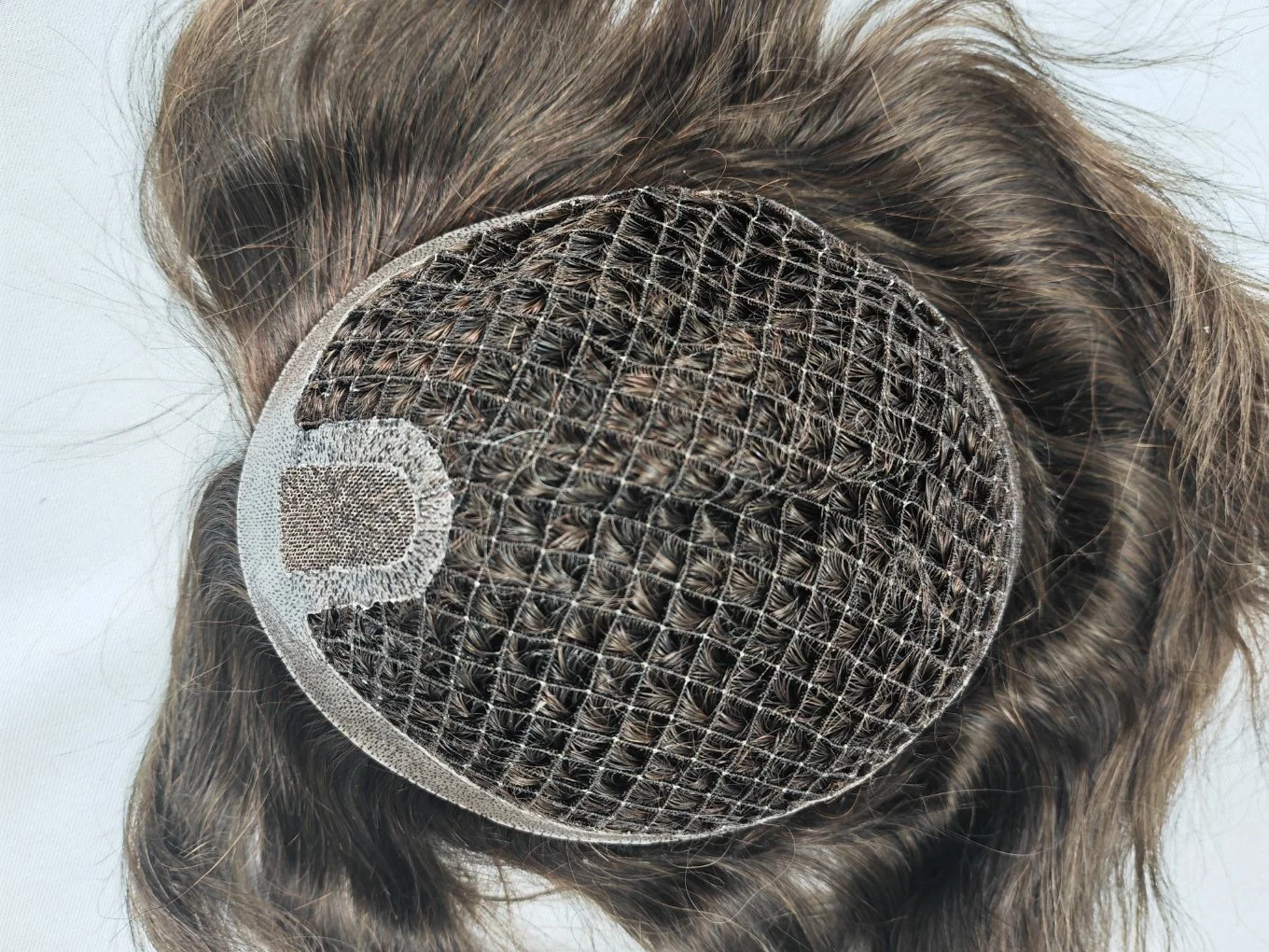 Most-Natural Human-Remy-Hair Integration Wig Made of Fish-Net and Swiss-Lace