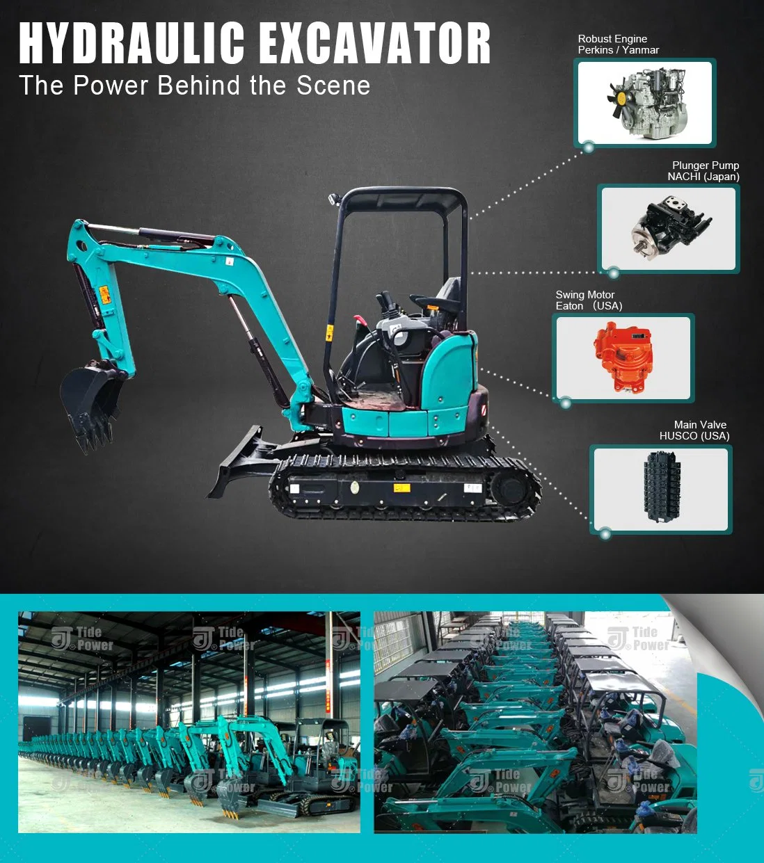 Tide 3 Tons Multifunction Mini Excavator with CE Europe V Mini Digger