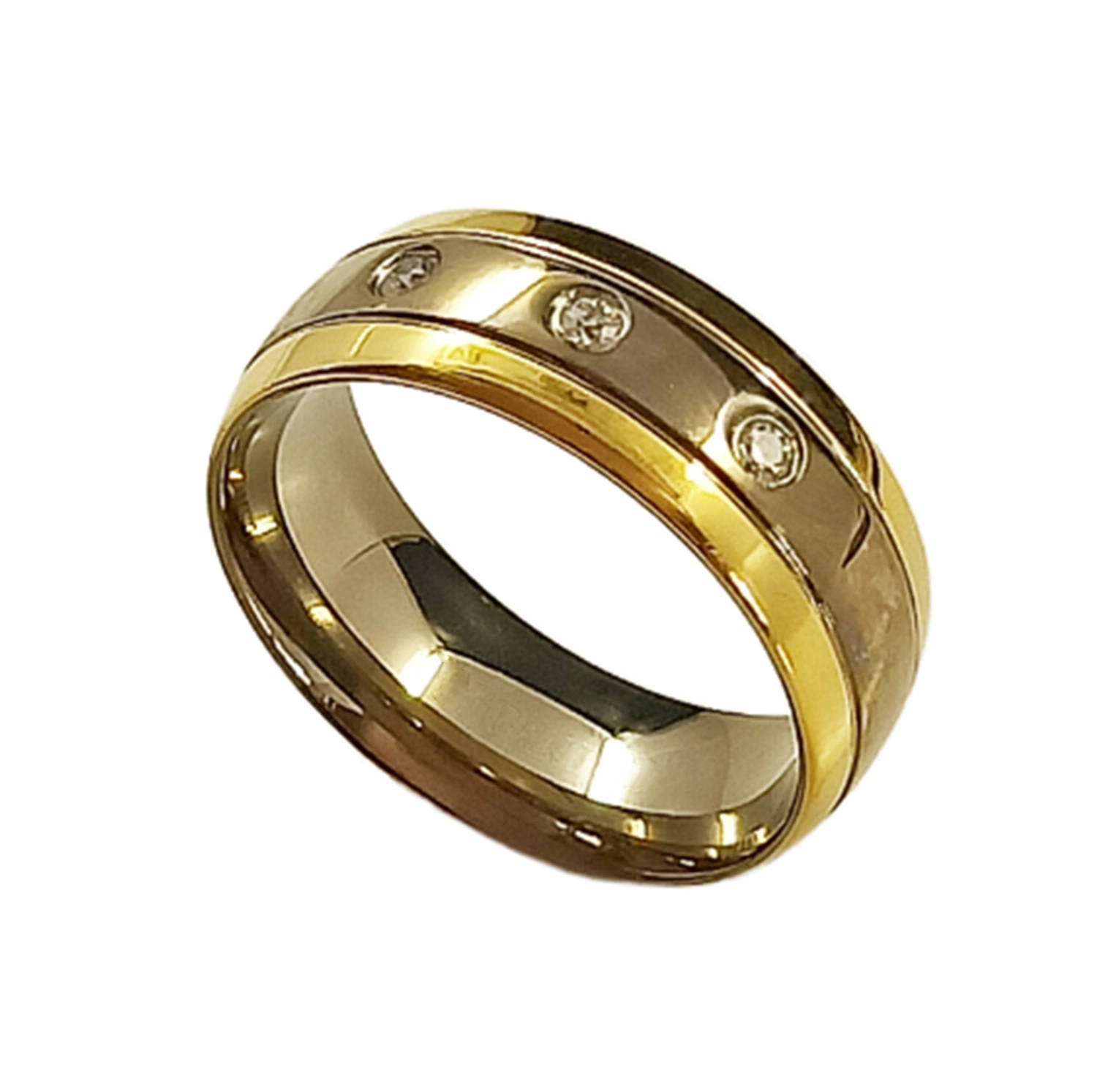 Mode bijoux Silver Gold IP CZ Bague de mariage de bijoux en titane pur TR2026