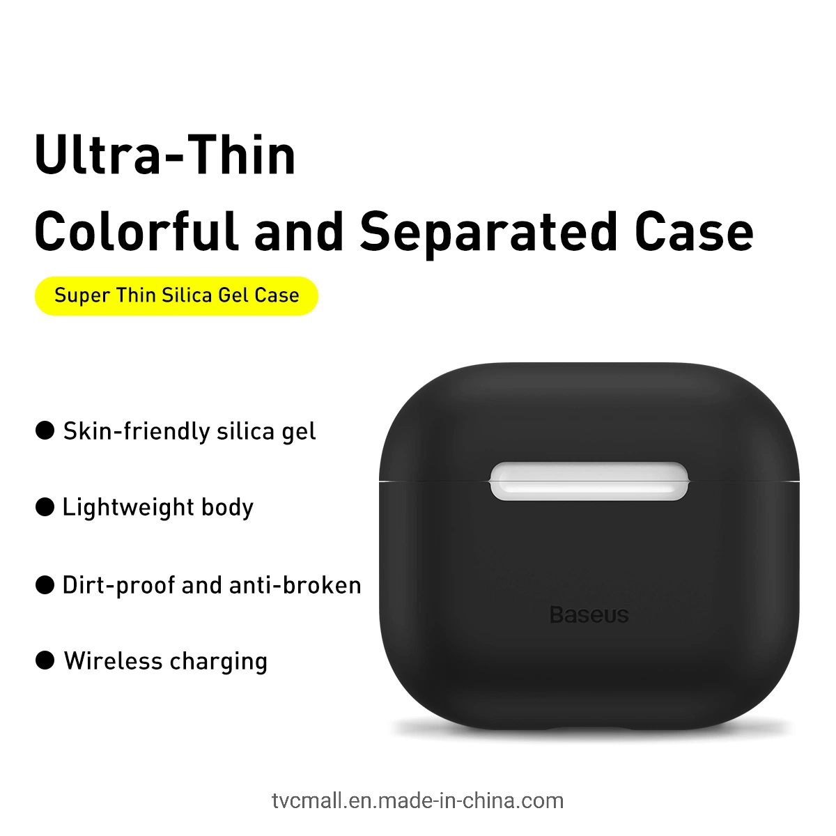 Baseus super fino estojo de silicone auricular tampa protetora para Airpods 3 - Preto