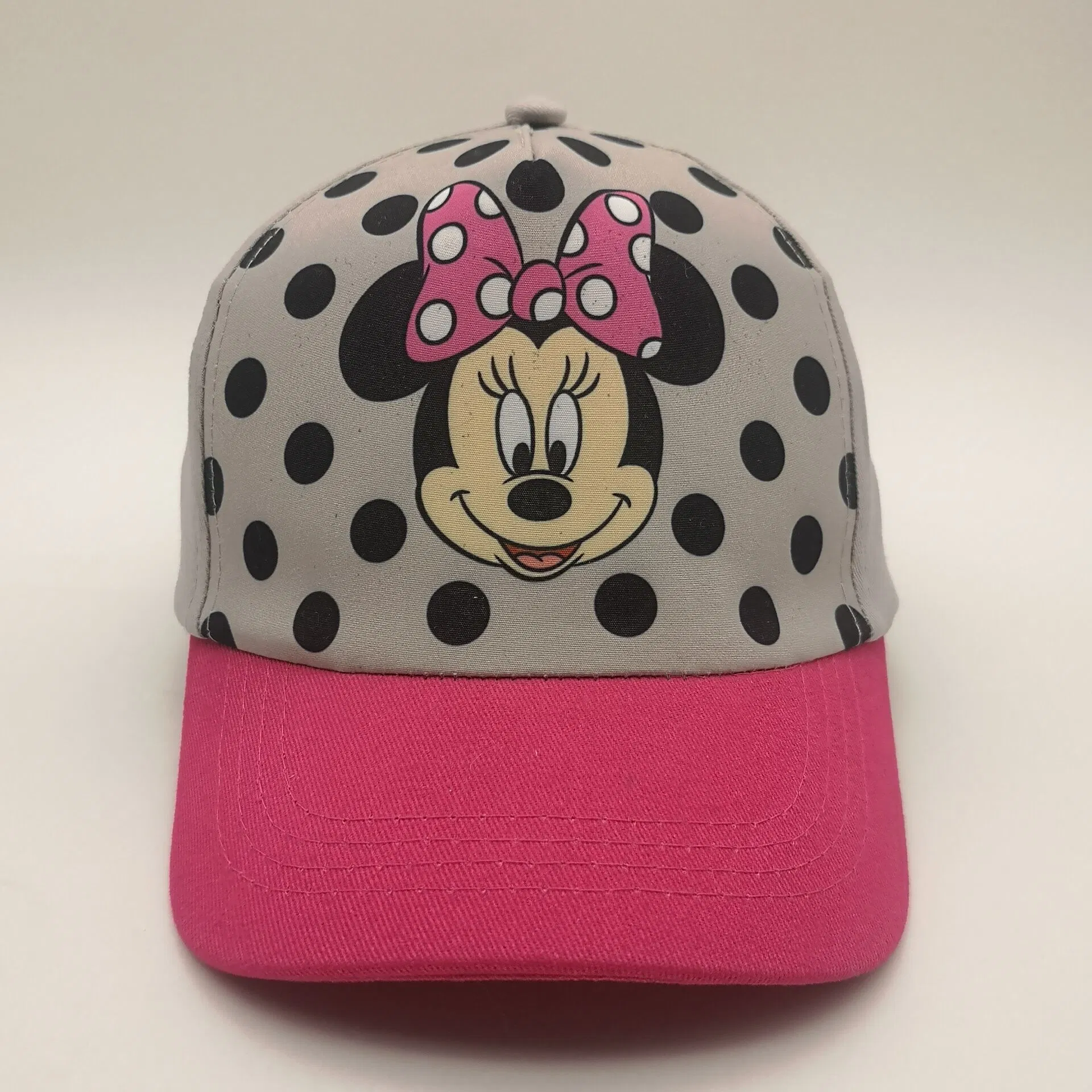 Girls Gray and Pink Disney Minne Mouse Print Outdoor Baseball Cap