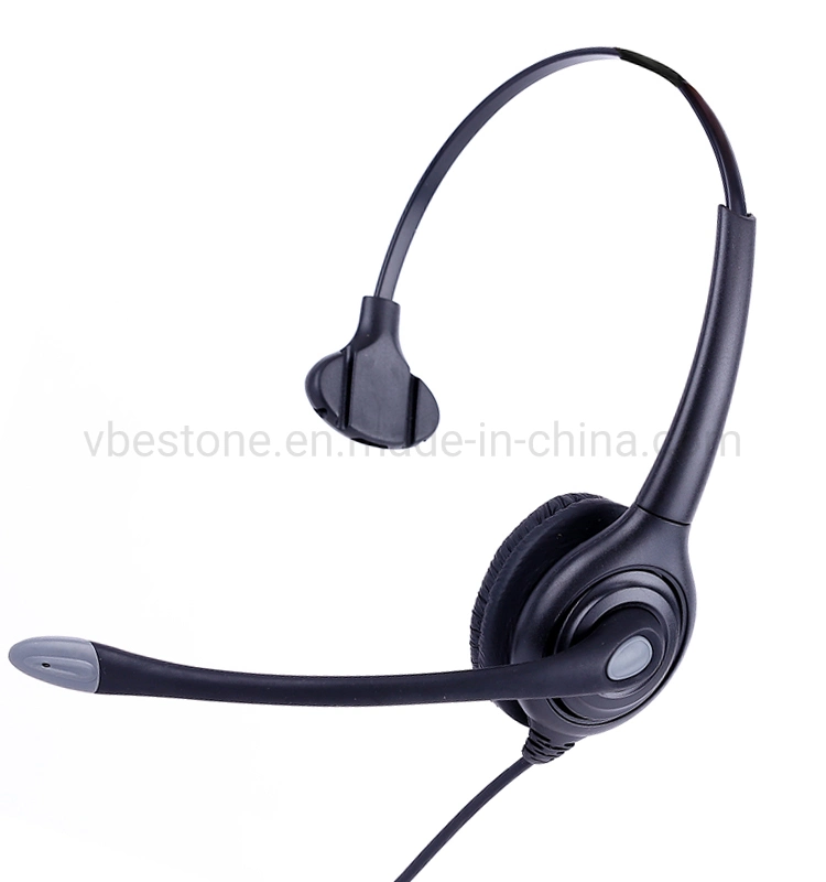 Computer Mono Wired Office Single Ear Microphone Call Center Headset Noise Cancelling with Remote