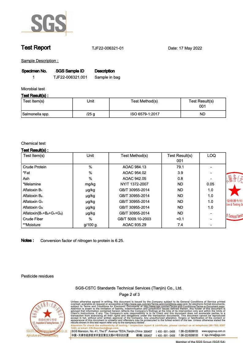 Vital de alta calidad de gluten de trigo -75%Proteína