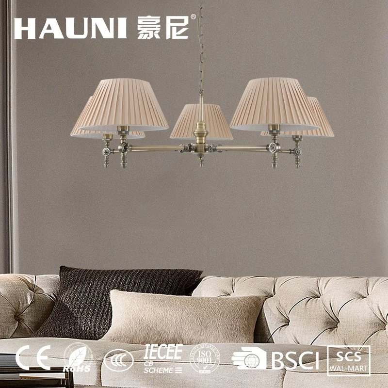 Modern Metal with Fabric Shade Living Room Decoration Hanging Nordic Lighting Chandelier