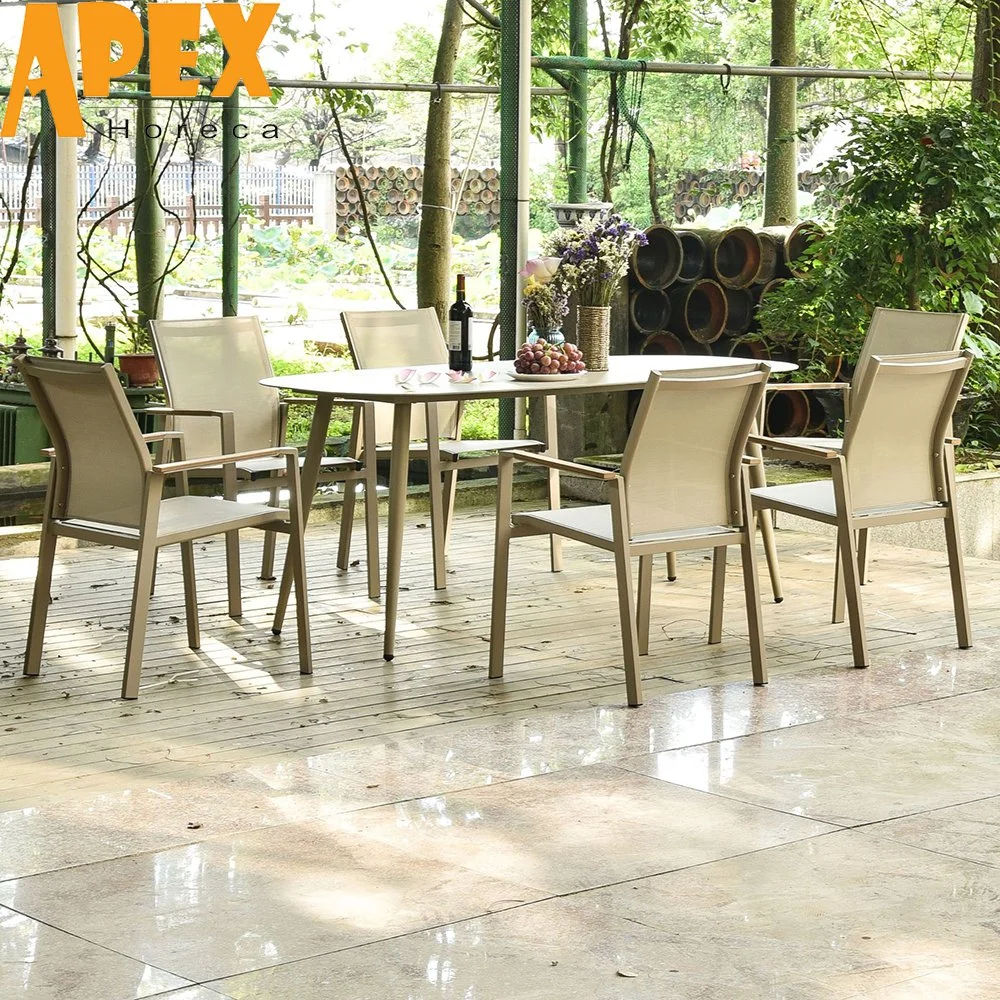 Muebles de jardín Restaurante juego de mesa de aluminio silla Wholesale