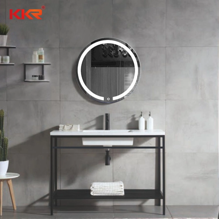 Kingkonree colgado en la pared de acrílico blanco Solid Surface Juego de tocador de baño de piedra