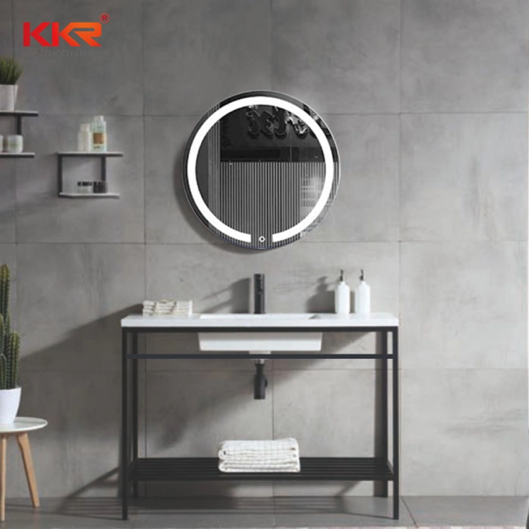 Kingkonree Wall Hung White Acrylic Solid Surface Stone Bathroom Vanity Set