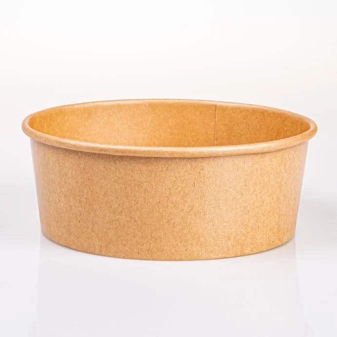 500ml Disposable Biodegradable Food Container Kraft Bowl Paper Cover Salad Bowl