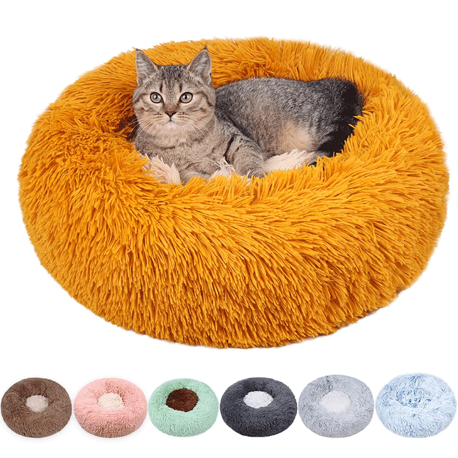 Warm Round Donut Cuddler Luxury Animal Bed Cat Cushion Pet Beds