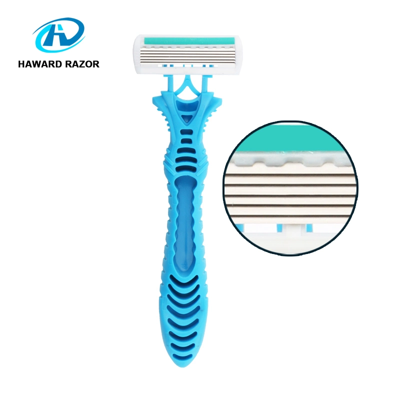 6 MSQ Razor de mujeres pequeñas con D623L hojas y caucho Mango para la herramienta de afeitado′ S para mujer