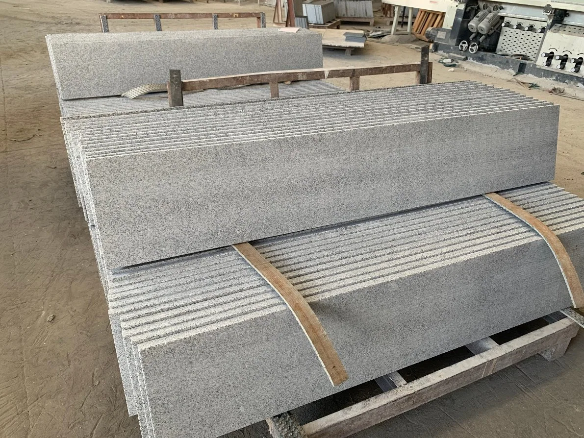 Hubei G603 Light Grey Granite Seasame White Stair Step and Riser