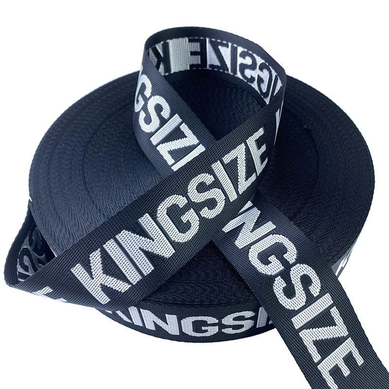 Custom Brand Custom Logo Webbing Colored Polyester Webbing Jacquard Ribbon with Letters